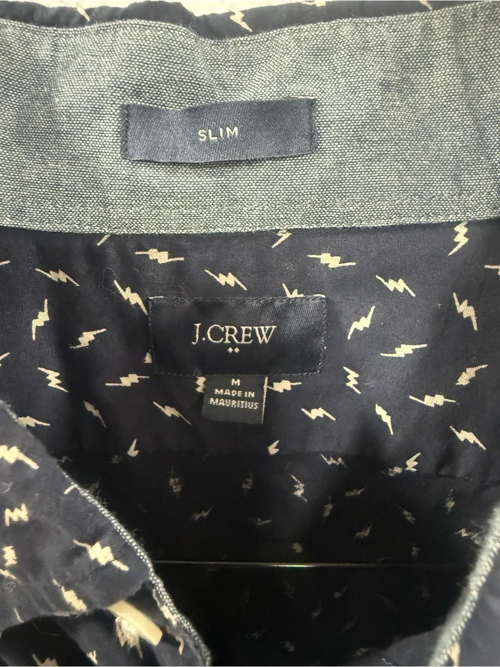 J. Crew Navy Button-Down Shirt with Small White Print